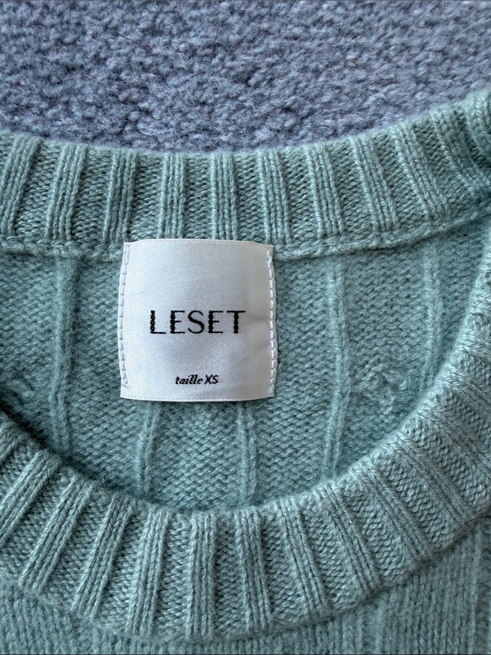 LESET Cable Knit Crewneck Sweater - Seafoam Green - Picture 2 of 4